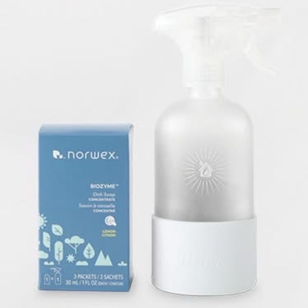 Norwex Forever Bottle with Sprayer and Dish Soap Concentrate Lemon Pack of 3 NWT